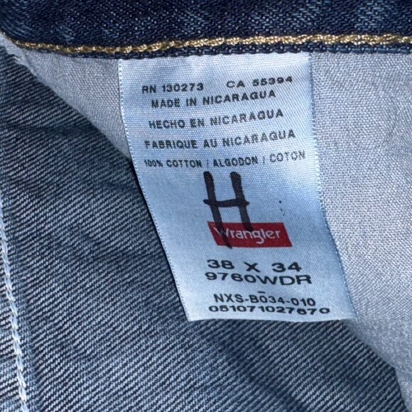 Wrangler Premium Quality Men’s Jeans Blue Denim 38x34 Relaxed Fit Straight Leg - Picture 3 of 7